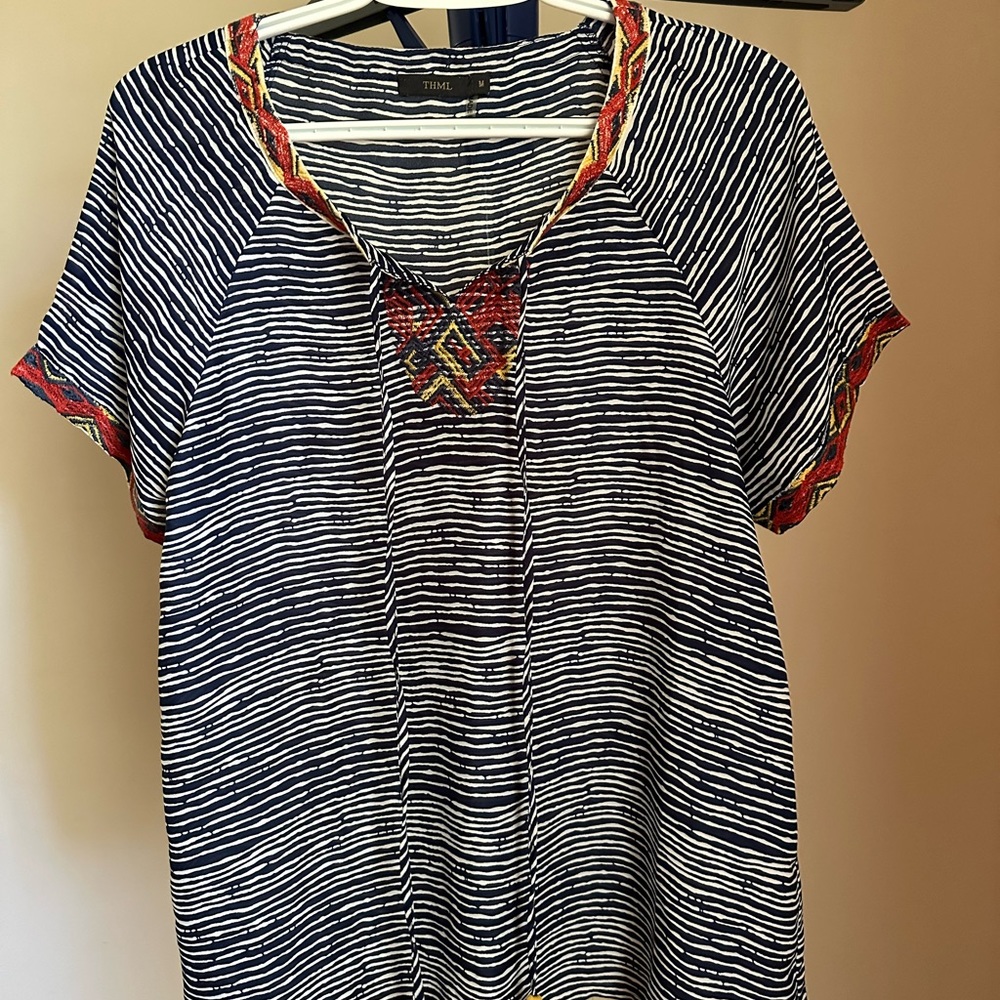 Navy patterned blouse